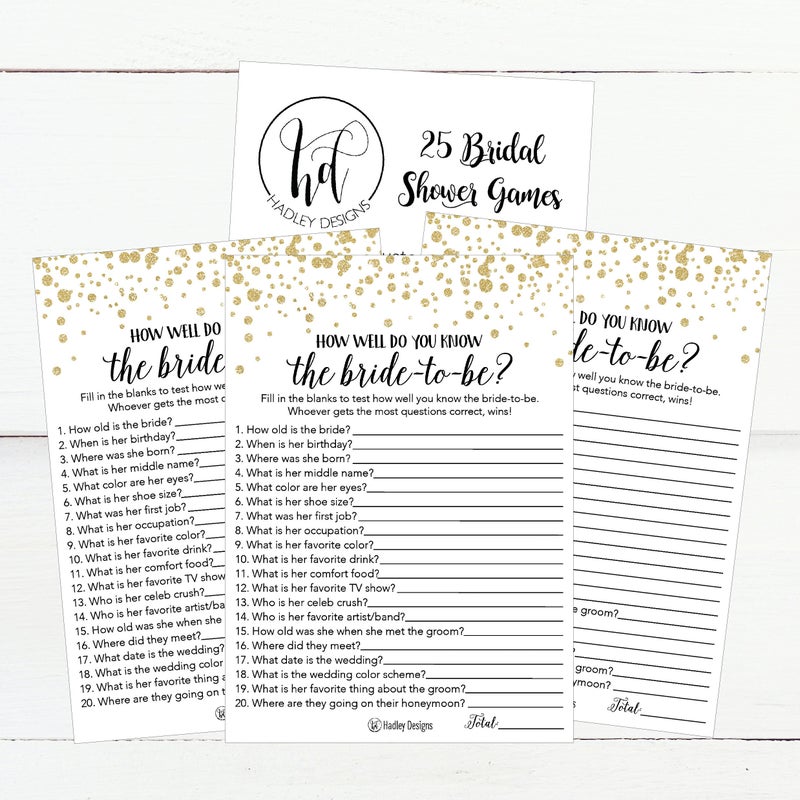 Hadley Designs Gold Bridal Shower Games for 25 Guests â€“ Fun and Hilarious Bridal Games for Showers, Wedding Shower, Engagement, Classy Party Activities - Image 3